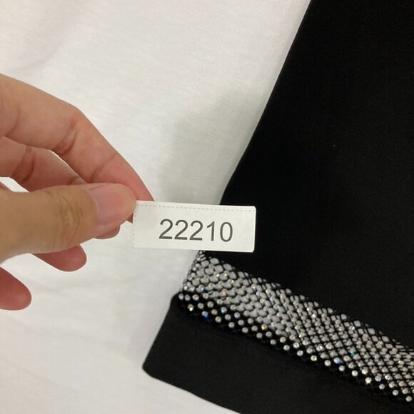 Vecceli Italy Large Black Embellished Wide Leg Stretch Pull-on Pants - Picture 10 of 11